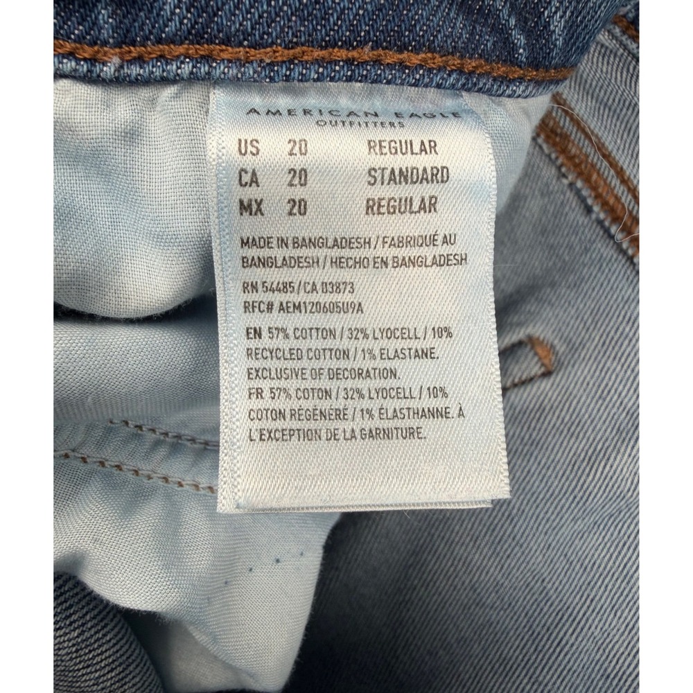 American Eagle Stretch Mom Jeans Womens 20 Regular Blue Distressed High Rise - Picture 4 of 4